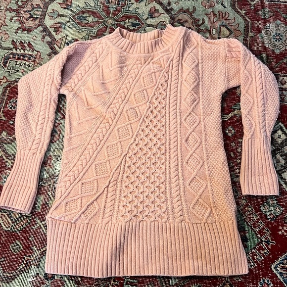 J.Crew pink crewneck cable-knit sweater - Picture 1 of 11